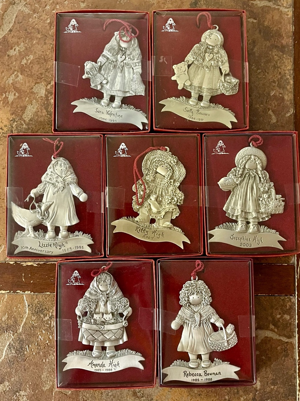 Lizzie High Collection - Vintage Pewter Ornaments - Lot of 7 - New In Boxes